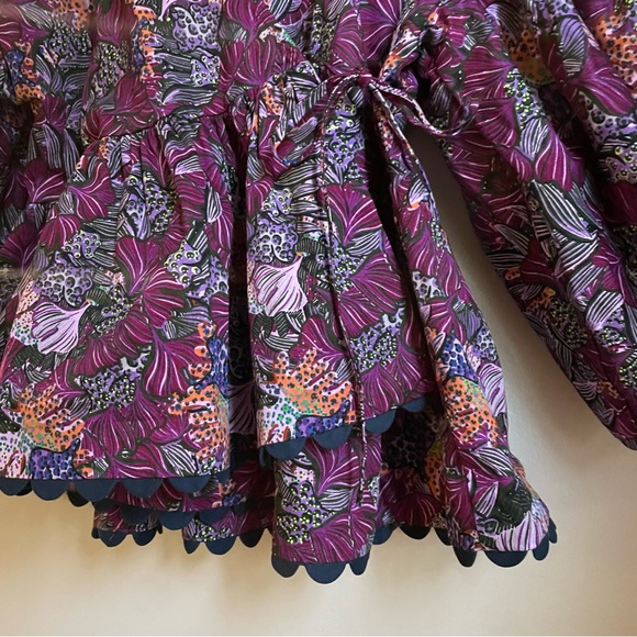 Kika Vargas - puffed sleeve wrap top. 100% cotton peplum peasant top xs - Picture 9 of 12